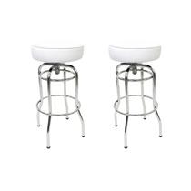 Kit 2 Banquetas Bar Altura 74cm Giratória Cromada Assento Branco