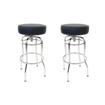 Kit 2 Banquetas Bar Altura 74cm Giratória Cromada Assento Preto