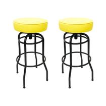 Kit 2 Banquetas Bar Altura 74cm Giratória Preta Assento Amarelo