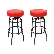 Kit 2 Banquetas Bar Altura Giratória Preta Assento Vermelho