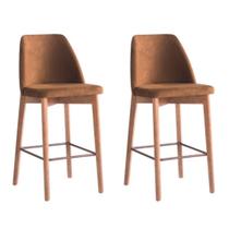 Kit 2 Banquetas Berlim decorativa gourmet,para cozinha, sala de jantar ou bancada-assento tecido marrom
