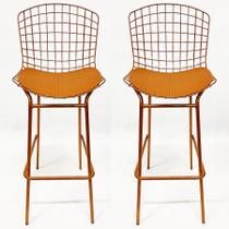 Kit 2 Banquetas BERTÓIA cobre tubular altura 70cm - Poltronas do Sul Kit 2 Banquetas BERTÓIA cobre tubular altura 70cm - Poltronas do Sul