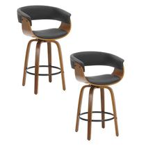 Kit 2 Banquetas Betim Base Madeira Preto