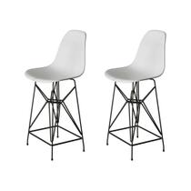 Kit 2 Banquetas Bistrô Alta Eames Eiffel Branca Base Ferro Preto Kit 2 Banquetas Bistrô Alta Eames Eiffel Branca Base Ferro Preto