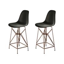 Kit 2 Banquetas Bistrô Alta Eames Eiffel Preta Base Ferro Cobre Kit 2 Banquetas Bistrô Alta Eames Eiffel Preta Base Ferro Cobre