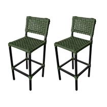 Kit 2 Banquetas Bistrô Balcão Elegante em Aluminio e Corda Naútica Verde Musgo - França Kit 2 Banquetas Bistrô Balcão Elegante em Aluminio e Corda Naútica Verde Musgo - França