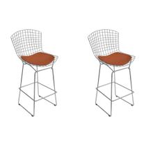 Kit 2 Banquetas Bistrô Bertoia Cromada D80 com Assento Sintético Cobre Kit 2 Banquetas Bistrô Bertoia Cromada D80 com Assento Sintético Cobre