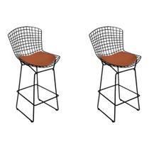 Kit 2 Banquetas Bistrô Bertoia Preta D80 com Assento Cobre Kit 2 Banquetas Bistrô Bertoia Preta D80 com Assento Cobre