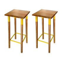 Kit 2 Banquetas Bistro Industrial Colors Ferro e Madeira Maciça - Amarela Kit 2 Banquetas Bistro Industrial Colors Ferro e Madeira Maciça - Amarela