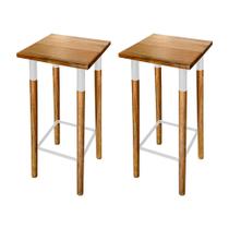 Kit 2 Banquetas Bistro Industrial Colors Ferro e Madeira Maciça - Branca Kit 2 Banquetas Bistro Industrial Colors Ferro e Madeira Maciça - Branca