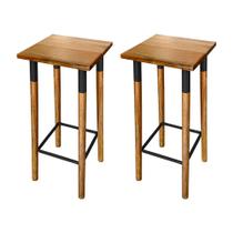 Kit 2 Banquetas Bistro Industrial Colors Ferro e Madeira Maciça - Preta Kit 2 Banquetas Bistro Industrial Colors Ferro e Madeira Maciça - Preta