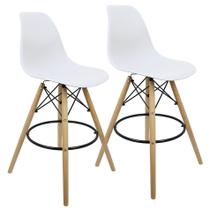 Kit 2 Banquetas Charles Eames Eiffel Wood Design Base Fixa