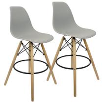 Kit 2 Banquetas Charles Eames Eiffel Wood Design Base Fixa