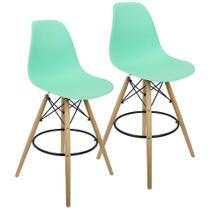 Kit 2 Banquetas Charles Eames Eiffel Wood Design Base Fixa Madeira