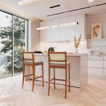 Kit 2 Banquetas com Encosto e Apoio para Pés Tiê CabeCasa MadeiraOriginals