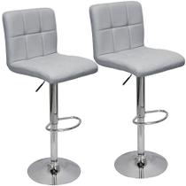 Kit 2 Banquetas Confort Gomos Estofada Couro Giratória c/ Regulagem Cinza Kit 2 Banquetas Confort Gomos Estofada Couro Giratória c/ Regulagem Cinza
