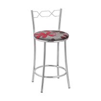 Kit 2 Banquetas Cromadas Assento Espuma D15 na tonalidade Vermelho