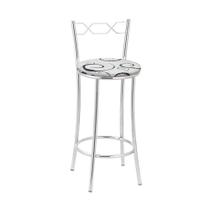 Kit 2 Banquetas Cromadas Assento Espuma D15 Preto Com Cinza