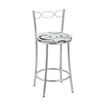 Kit 2 Banquetas Cromadas Assento Espuma D15 Preto Com Cinza Kit 2 Banquetas Cromadas Assento Espuma D15 Preto Com Cinza