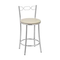 Kit 2 Banquetas Cromadas Assento Espuma D15 Treparoni Bege Kit 2 Banquetas Cromadas Assento Espuma D15 Treparoni Bege