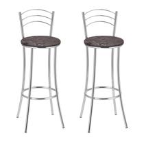 Kit 2 Banquetas Cromadas BC26-a B206 Cromado/Marrom
