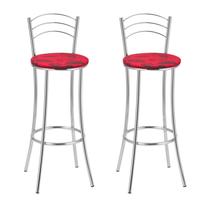 Kit 2 Banquetas Cromadas BC26-a E502 Cromado/Vermelho Kit 2 Banquetas Cromadas BC26-a E502 Cromado/Vermelho