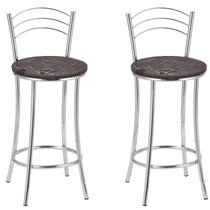 Kit 2 Banquetas Cromadas BC26-B B206 Cinza/Cromado/Marrom