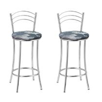 Kit 2 Banquetas Cromadas BC26-B E510 Cinza/Cromada/Azul Kit 2 Banquetas Cromadas BC26-B E510 Cinza/Cromada/Azul