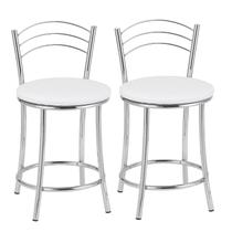 Kit 2 Banquetas Cromadas BC26-C A102 Cinza/Cromado/Branco