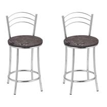 Kit 2 Banquetas Cromadas BC26-C B206 Cinza/Cromado/Marrom