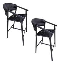 Kit 2 Banquetas De Alumínio Em Tricô Náutico Para Balcão Kit 2 Banquetas De Alumínio Em Tricô Náutico Para Balcão