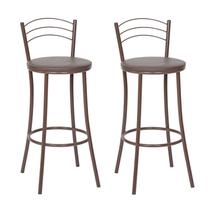 Kit 2 Banquetas de Metal com Encosto Marrom Kit 2 Banquetas de Metal com Encosto Marrom