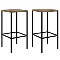 Kit 2 Banquetas Decorativas Altas Estilo Indutrial Steel Quadra 27816 Vermont/Preto - Artesano