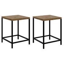 Kit 2 Banquetas Decorativas Baixas Estilo Industrial Steel Quadra 27815 Vermont/Preto - Artesano