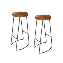 Kit 2 Banquetas Decorativas Industrial Aurora Peroba Preto