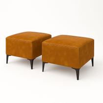 Kit 2 Banquetas Decorativas Puf Dallas Pé De Ferro material sintético Caramelo Kn Móveis Kit 2 Banquetas Decorativas Puf Dallas Pé De Ferro material sintético Caramelo Kn Móveis