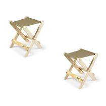 Kit 2 Banquetas Dobráveis para Jardim Sereno Camping Bege/Caqui