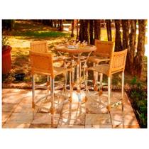 Kit 2 Banquetas e Bistrô Com Balde em Alumínio Para Edícula, Cozinha Madri Trama