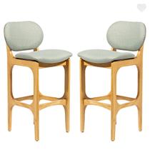 Kit 2 Banquetas em Madeira Decor Estofada Linho Verde L84 RMI Kit 2 Banquetas em Madeira Decor Estofada Linho Verde L84 RMI