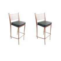 Kit 2 Banquetas EMPILHÁVEL Cobre Altura 65cm assento preto