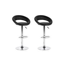 Kit 2 Banquetas Estofadas Lux com Regulagem a Gás Preto - Facthus