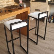 Kit 2 Banquetas Florida Top Alta Cozinha Americana Bar Balcão Alto Estrutura Preta Cor:Branco Kit 2 Banquetas Florida Top Alta Cozinha Americana Bar Balcão Alto Estrutura Preta Cor:Branco