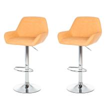 Kit 2 Banquetas Giratória ANM2802B Anima Office em PU Cor Caramelo Base Disco Cromada