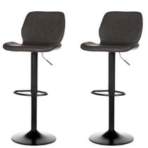 Kit 2 Banquetas Giratória ANM6315B Bristol Itajaí Anima Office em PU Grafite Base Disco Preto