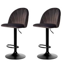 Kit 2 Banquetas Giratória ANM9800B Anima Office Revestida em Veludo Chumbo Base Rodízio Preto Kit 2 Banquetas Giratória ANM9800B Anima Office Revestida em Veludo Chumbo Base Rodízio Preto
