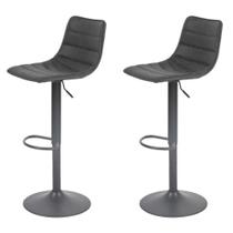 Kit 2 Banquetas Giratória Barbacena Rivatti Revestimento em Poliuretano (PU) Preto Base Disco