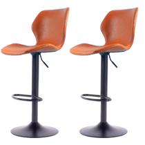 Kit 2 Banquetas Giratórias Bristol Itajaí Fratini 110 cm (altura) PU Cor Caramelo Base Disco Preta Kit 2 Banquetas Giratórias Bristol Itajaí Fratini 110 cm (altura) PU Cor Caramelo Base Disco Preta