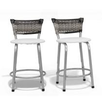 Kit 2 Banquetas Gourmet Baixa Estrutura Prata Encosto Junco Degradê Ideal Mesa Bar Bistrô Área De Lazer Lachonete Kit 2 Banquetas Gourmet Baixa Estrutura Prata Encosto Junco Degradê Ideal Mesa Bar Bistrô Área De Lazer Lachonete
