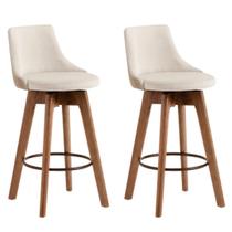 Kit 2 Banquetas Gourmet Copacabana Alta linha-tecido linho Bege Claro