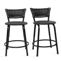 Kit 2 Banquetas Gourmet Ilha Baixa 45cm Encosto Junco Preto Ideal Mesa Bar Bistrô Área De Lazer Lachonete Kit 2 Banquetas Gourmet Ilha Baixa 45cm Encosto Junco Preto Ideal Mesa Bar Bistrô Área De Lazer Lachonete